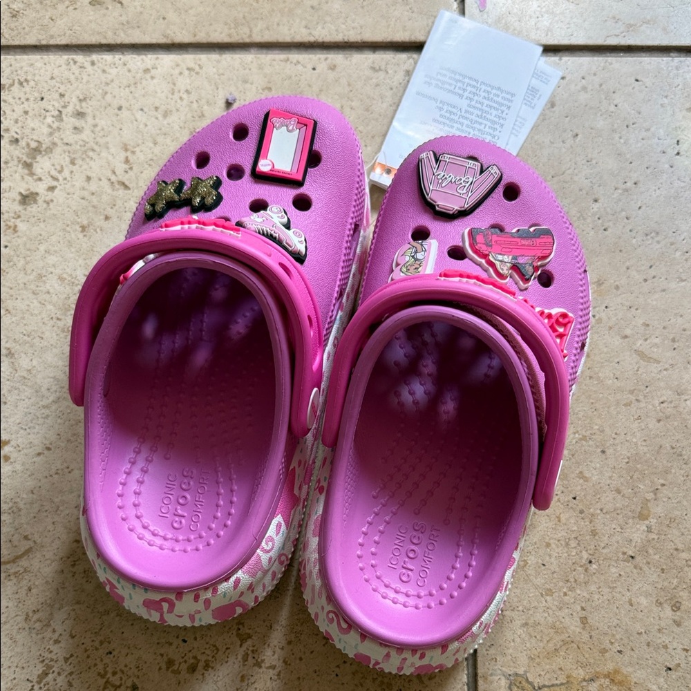 CROCS Kids Pink Clogs with Fun Charms